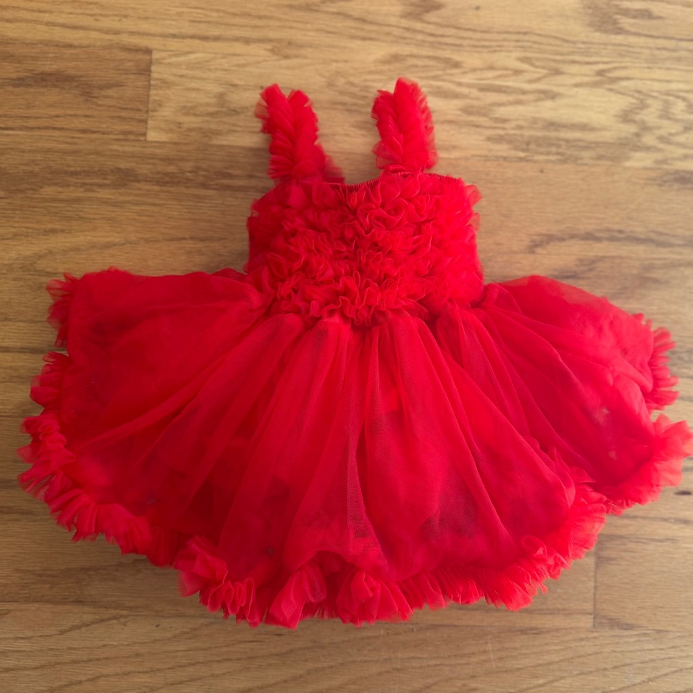 Ruffle Butts Red Tulle Baby Dress - Size 0-12 months - Picture 2 of 15